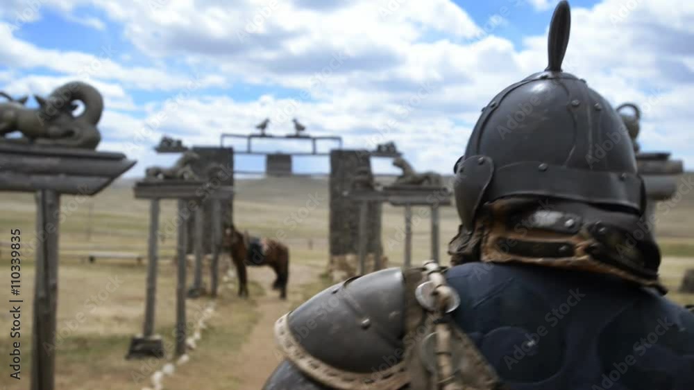 Soldier goes on a military camp to the horse Soldier goes on a military camp to the horse