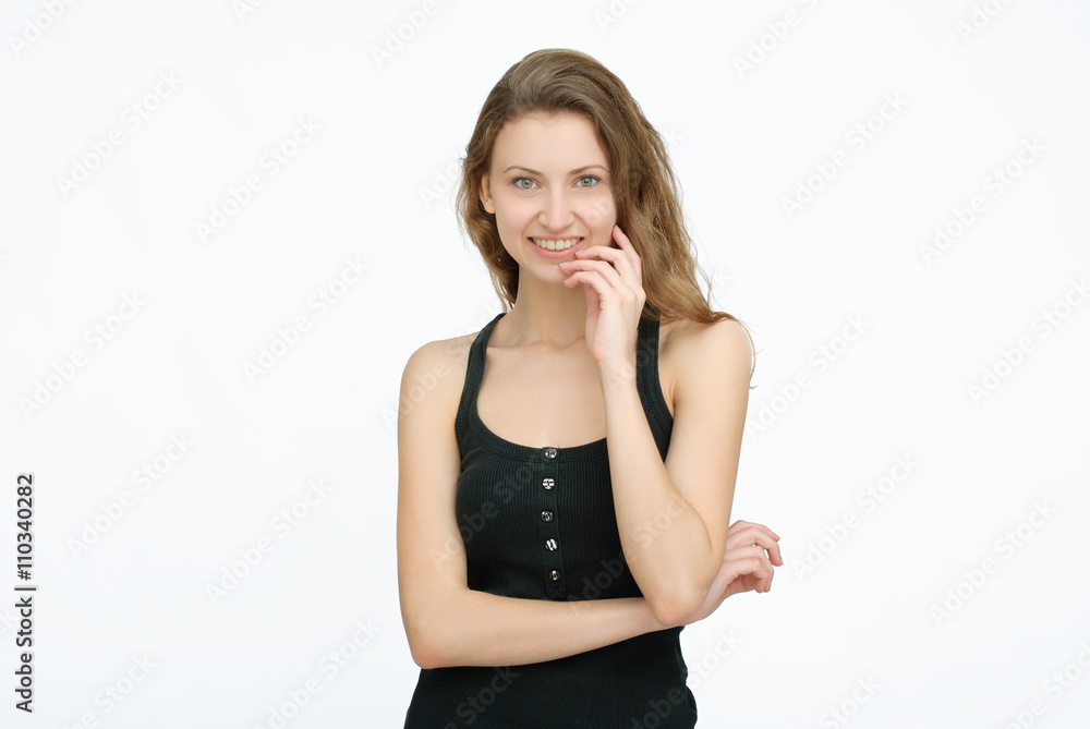 Happy sportswoman in black Happy sportswoman in black