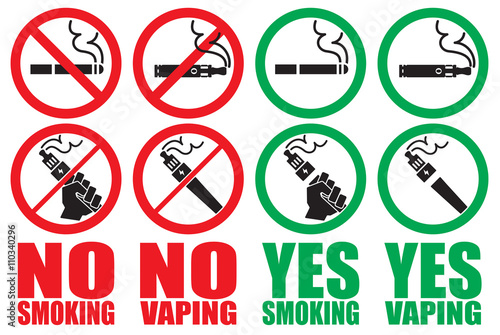 set vaping icons no smoking sign vape yes smoking area