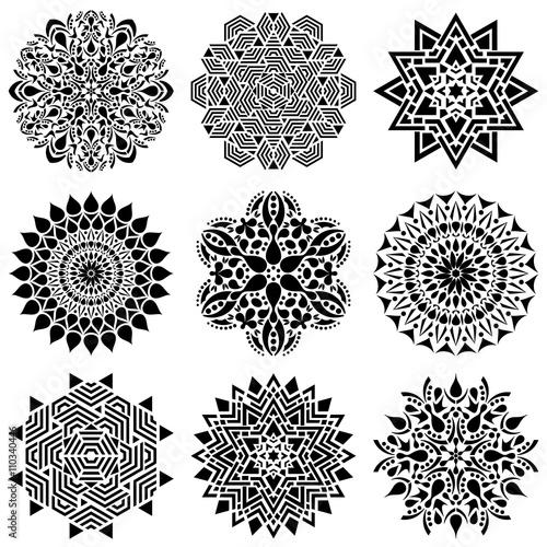 Black geometric abstract mandala collection