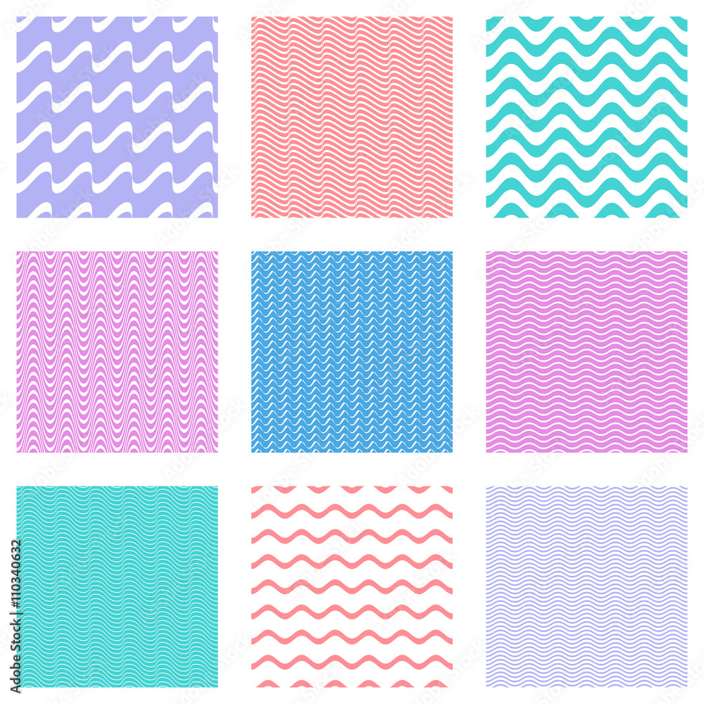 Vector seamless wavy line patterns Vector seamless wavy line patterns