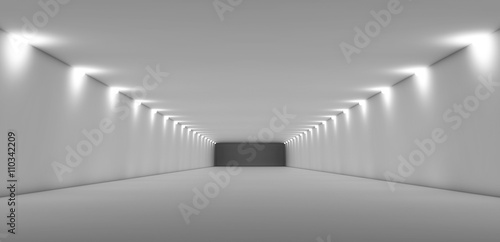 Fototapeta Naklejka Na Ścianę i Meble -  Abstract long empty white tunnel interior 3d