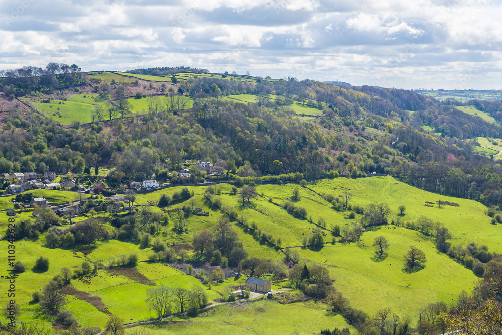 View of English countryside from Heights of Abraham, Derbyshire