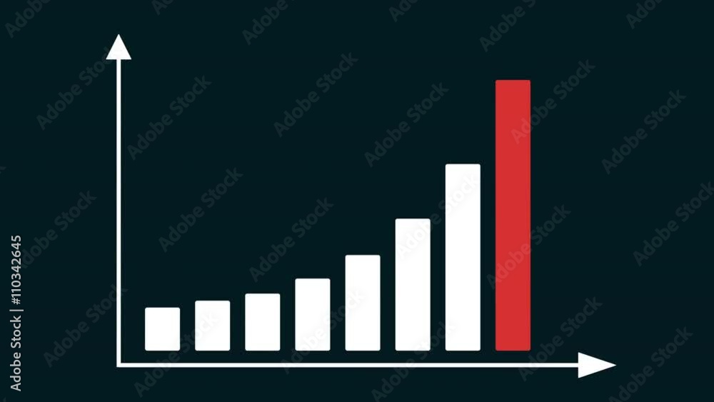 Business data market bar graph chart diagram with arrows axis. Grow chart business concept. Chart animation for yours presentation. 4K motion graphic video clip on dark background