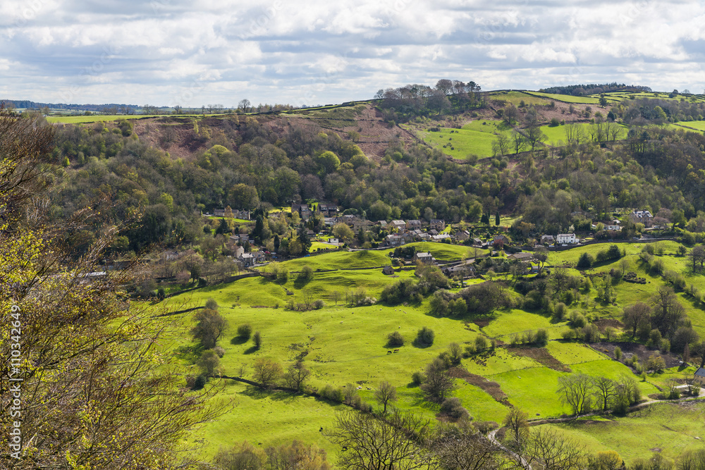 View of English countryside from Heights of Abraham, Derbyshire