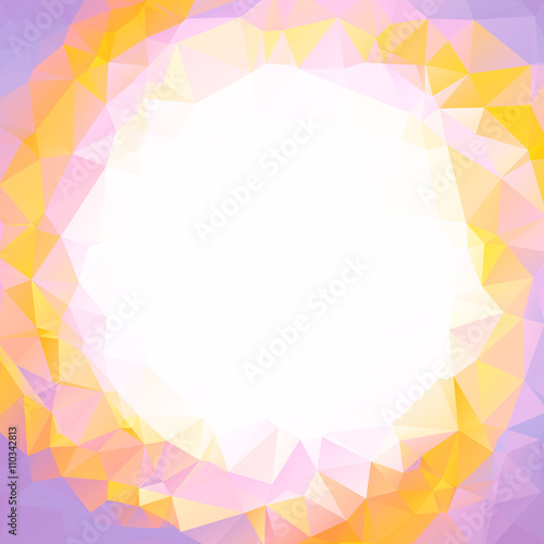 Abstract colorful swirl rainbow polygon around white Square background