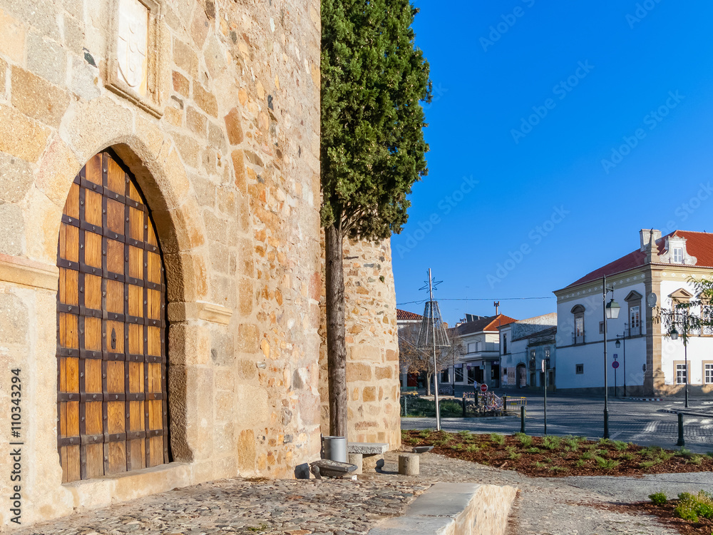 Gate of the medieval Castle of Alter do Chao, in the Portalegre District. Alto Alentejo, Portugal