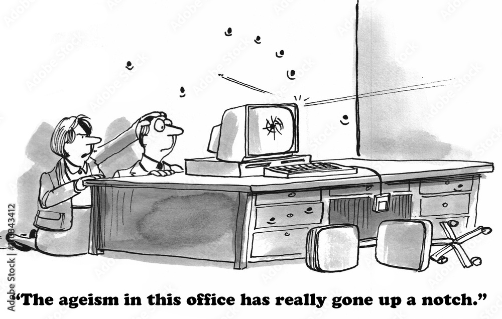 Φωτογραφία Business cartoon about an office battle between the baby boomers and the millennials