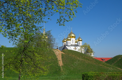 Spring view of the assumption Cathedral in Dmitrov, Moscow region, Russia