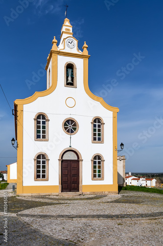 The parish church of Flor da Rosa where the knight Alvaro Goncalves Pereira was temporarily buried. Crato, Alto Alentejo, Portugal.
