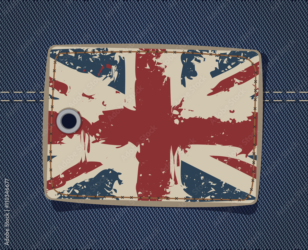 Obraz premium British flag on label on jeans