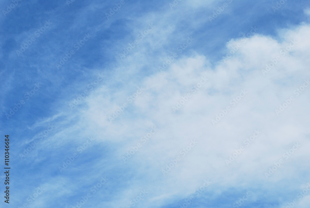 blue sky with abstract feathery clouds