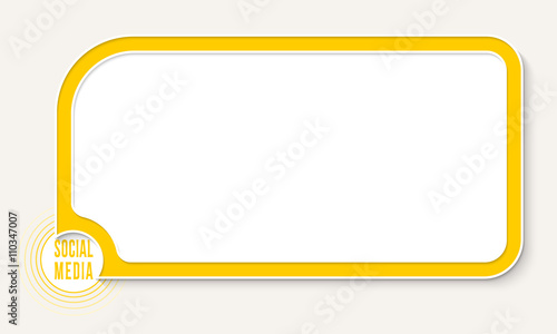 Yellow text box for your text and social media icon
