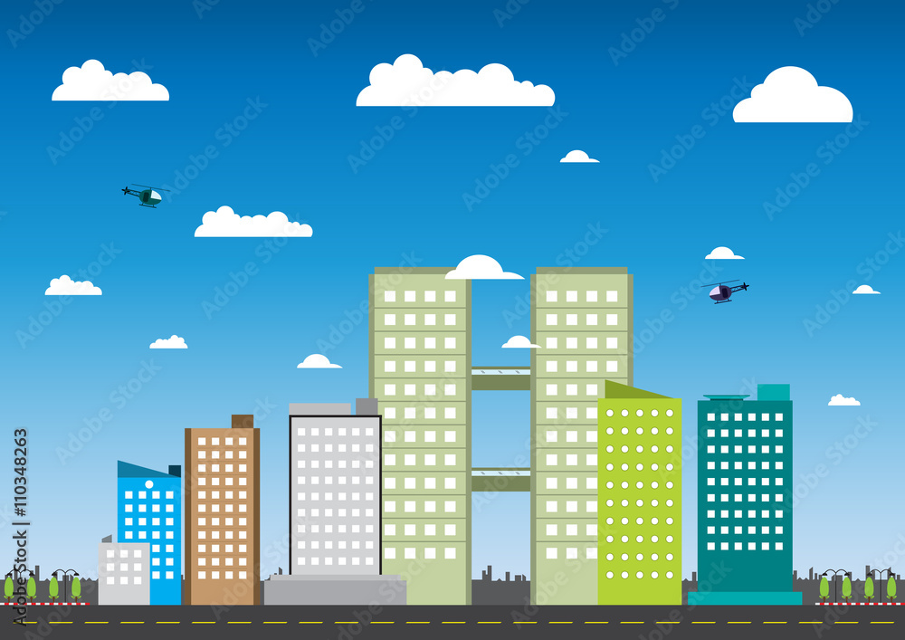 City and building vector illustration