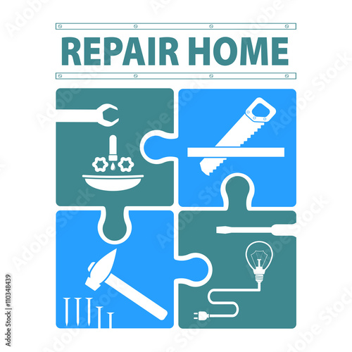 logo house remodel service in the form of puzzles