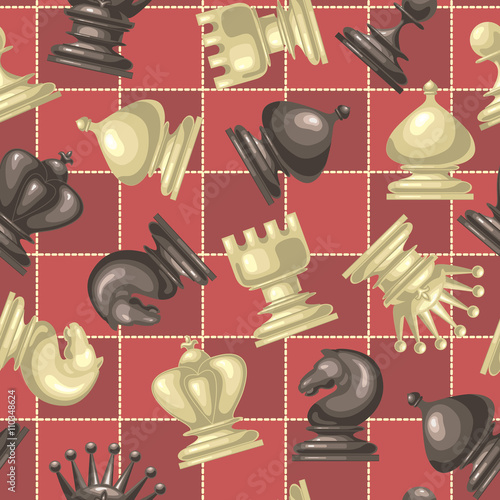 Seamless pattern with chess pieces.