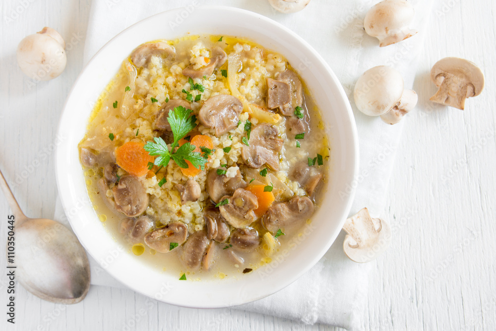mushroom soup with millet mushroom soup with millet
