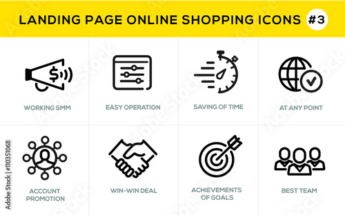 Flat line design concept icons for online shopping,  website banner and landing page