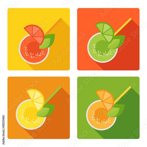 set of colorful citrus beverages.eps
