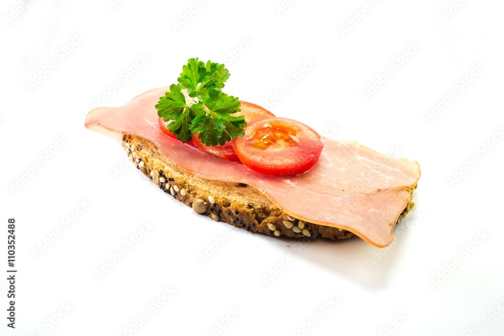Schinkenbrot mit Tomatenscheiben Schinkenbrot mit Tomatenscheiben