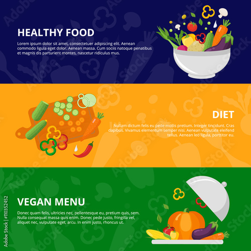 Vegetables Flat Isolated Banner Set