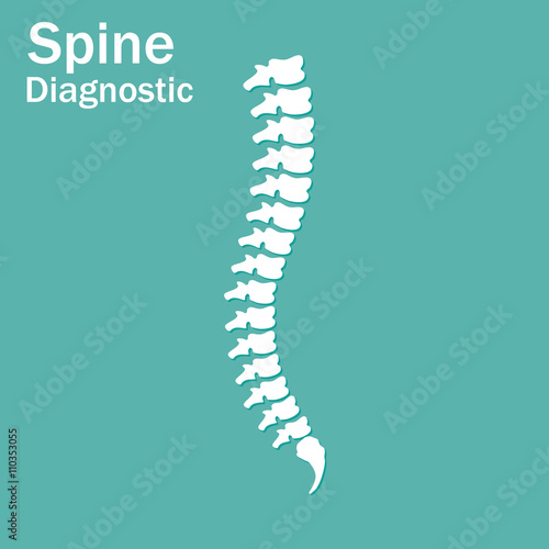 Flat spine icon for orthopedic therapy  diagnostic center.