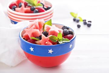 Fruit salad with watermelon and blueberries
