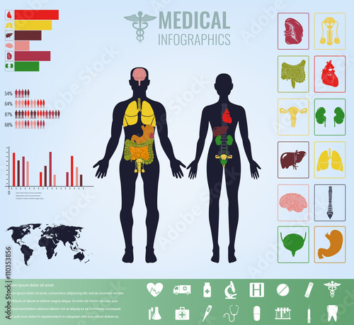 Medical Infographic set with charts and other elements. Vector 