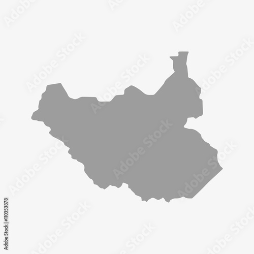 Map of of South Sudan in gray on a white background