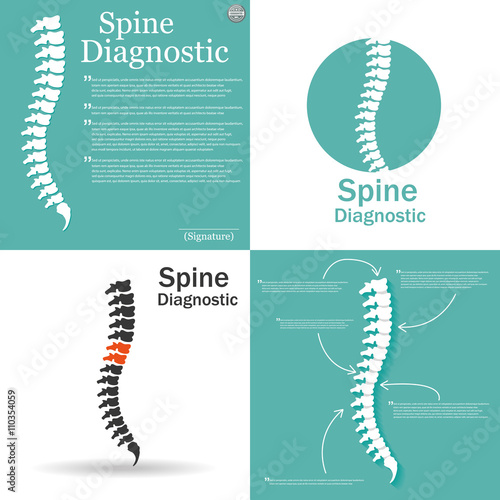 Flat spine icon for orthopedic therapy, diagnostic center.