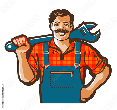 plumber vector logo. wrench or handyman icon