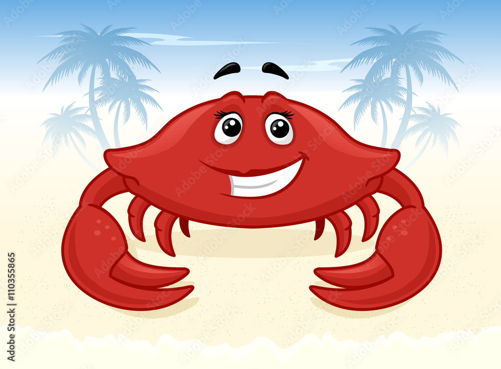 Cartoon crab on the beach vector illustration Stock Vector Adobe Stock