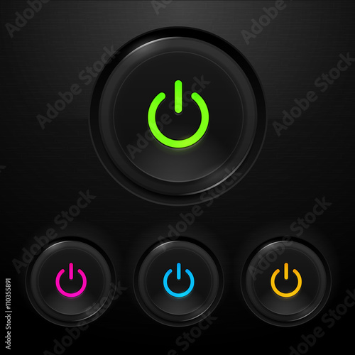 Power Buttons with different colored lights.