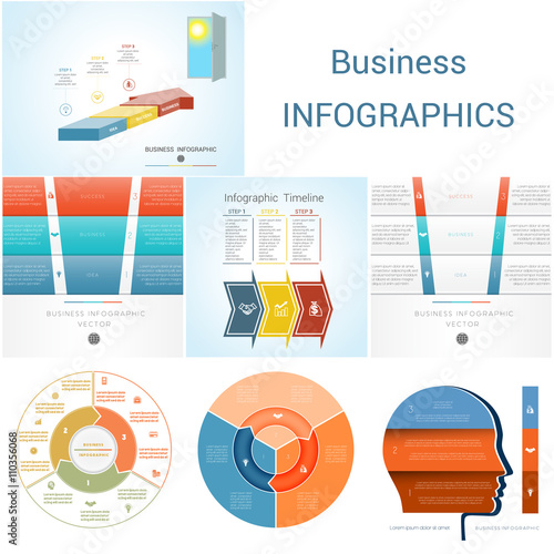 Element Infographics diagram three steps, options, parts, proces