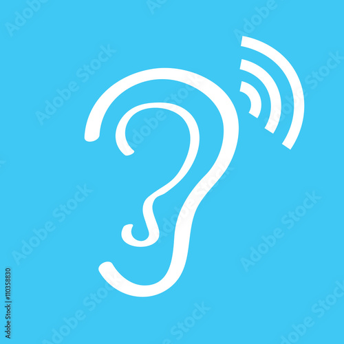  Human ear sign icon on white background. Vector illustration  flat style. Vector symbol. Vector illustration.