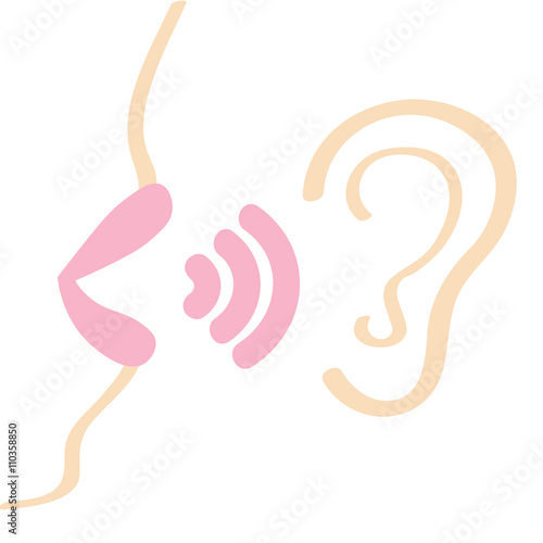 women's lips say, in your ear, the concept of gossip, seduction, secret information, vector illustration flat style. symbol.