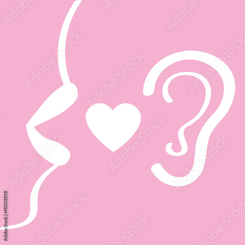 women's lips say, in your ear, the concept of gossip, seduction, secret information, vector illustration flat style. symbol.