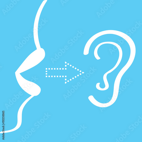 women's lips say, in your ear, the concept of gossip, seduction, secret information, vector illustration flat style. symbol.