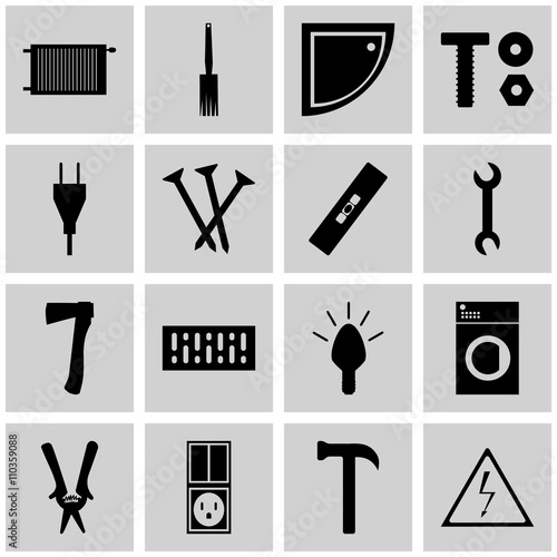 Icon set gray, square, Icons mending/ Vector icon mending