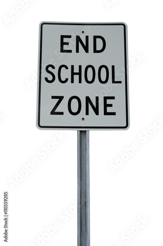 END SCHOOL ZONE SIGN, USA (ISOLATED)