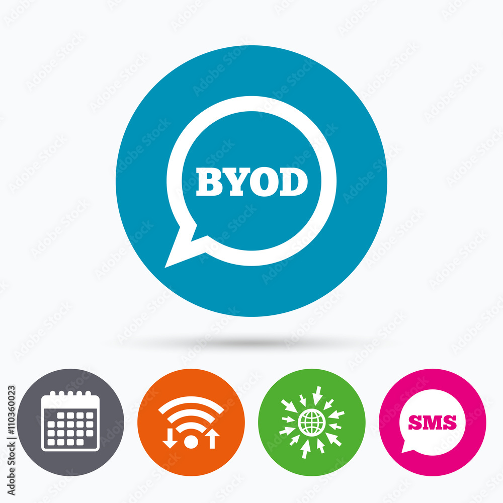 BYOD sign icon. Bring your own device symbol. BYOD sign icon. Bring your own device symbol.
