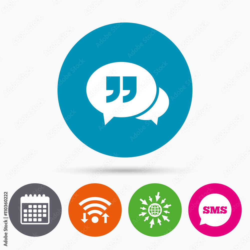 Chat quote sign icon. Quotation mark symbol.