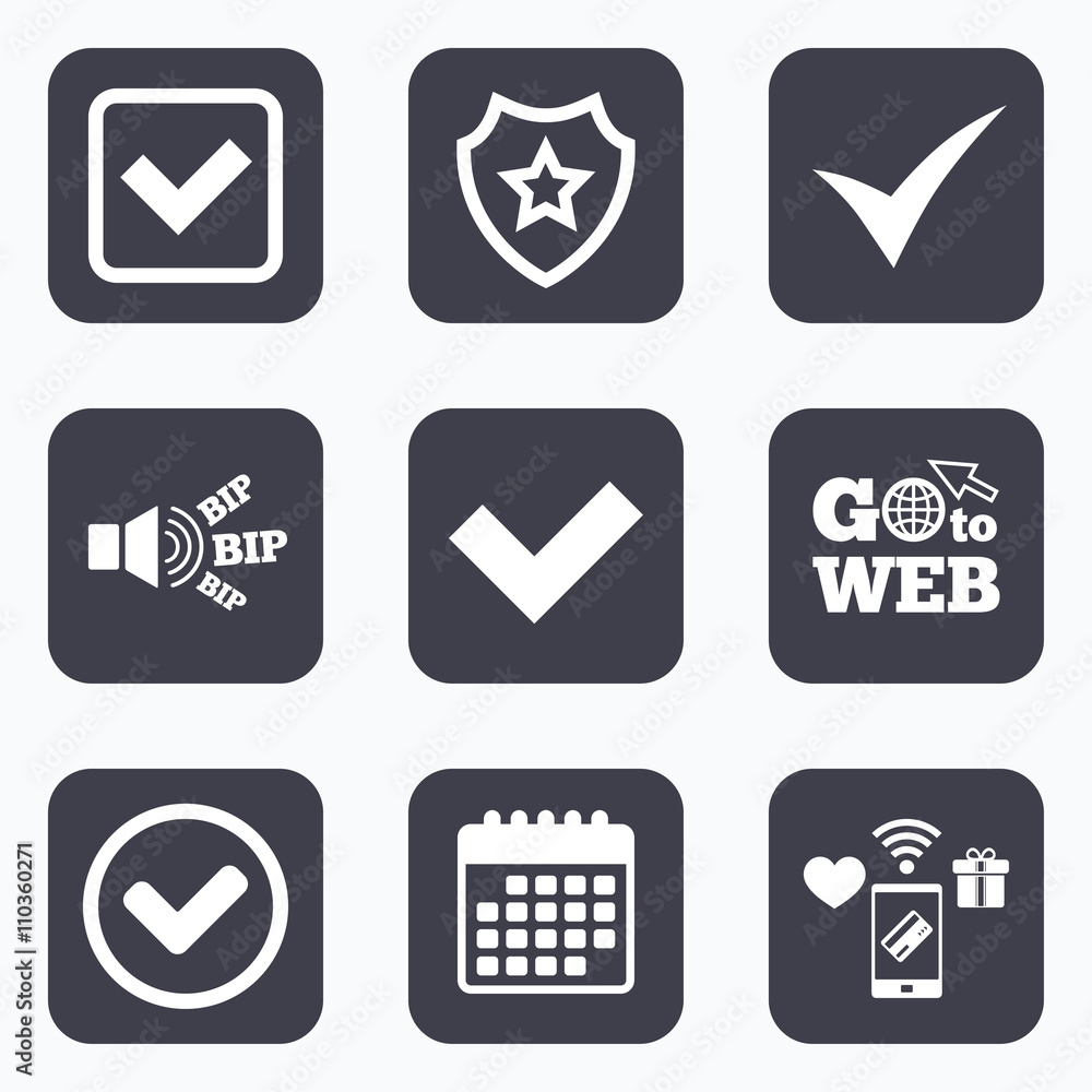 Check signs. Checkbox confirm icons. Check signs. Checkbox confirm icons.