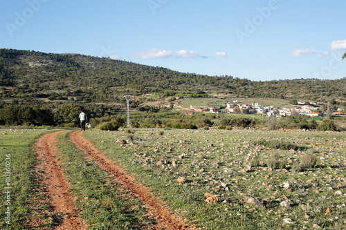 dirt road leading to the village