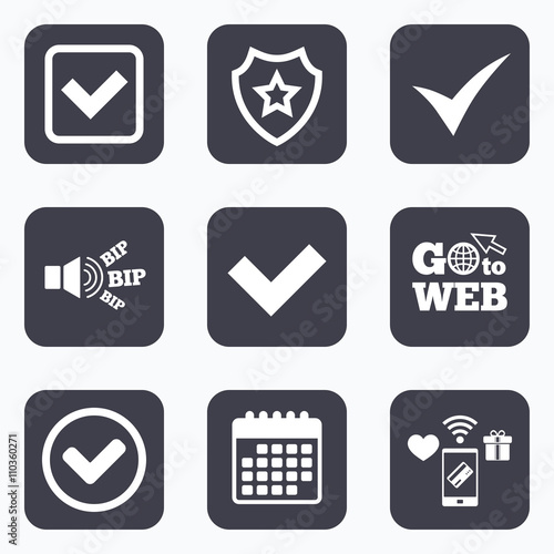 Check signs. Checkbox confirm icons.