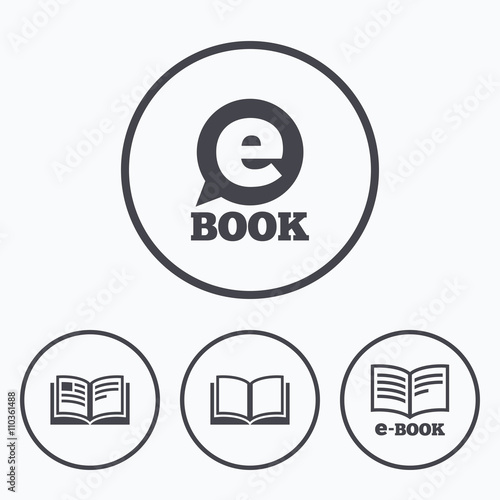 Electronic book signs. E-Book symbols.