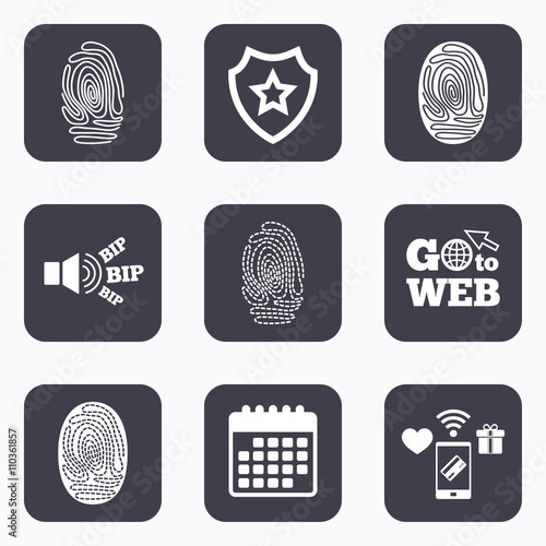 Fingerprint icons. Identification signs.