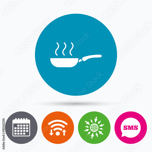 Frying pan sign icon. Fry or roast food symbol.