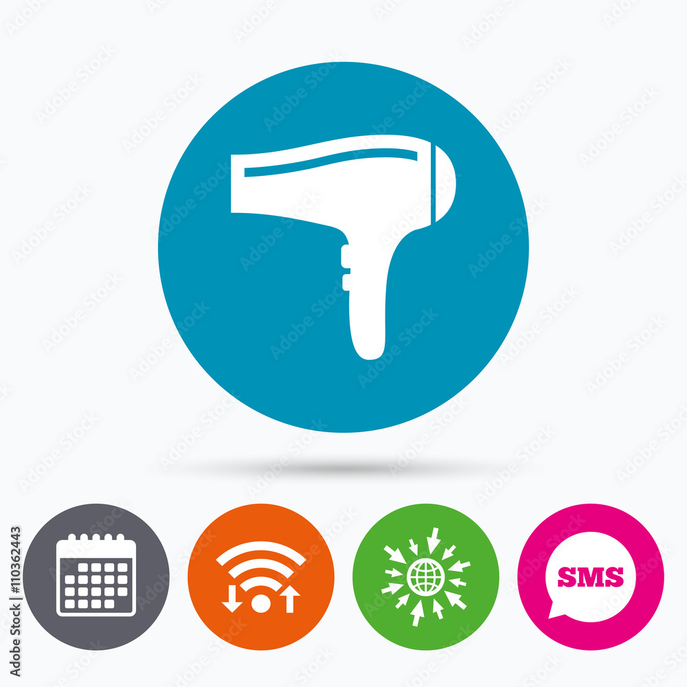 Hairdryer sign icon. Hair drying symbol. Hairdryer sign icon. Hair drying symbol.