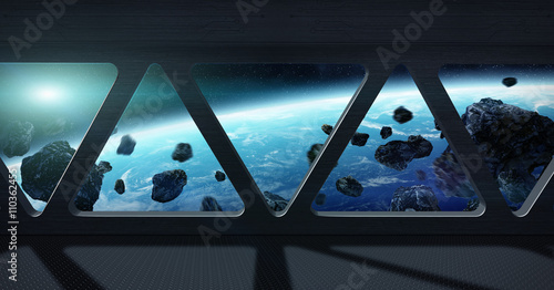 Fototapeta Naklejka Na Ścianę i Meble -  View of planet Earth from inside a space station